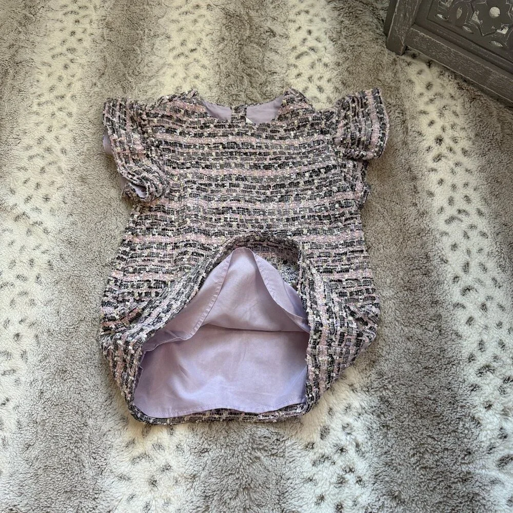 Janie and Jack purple sparkly tweed dress girls 3T formal event holiday party